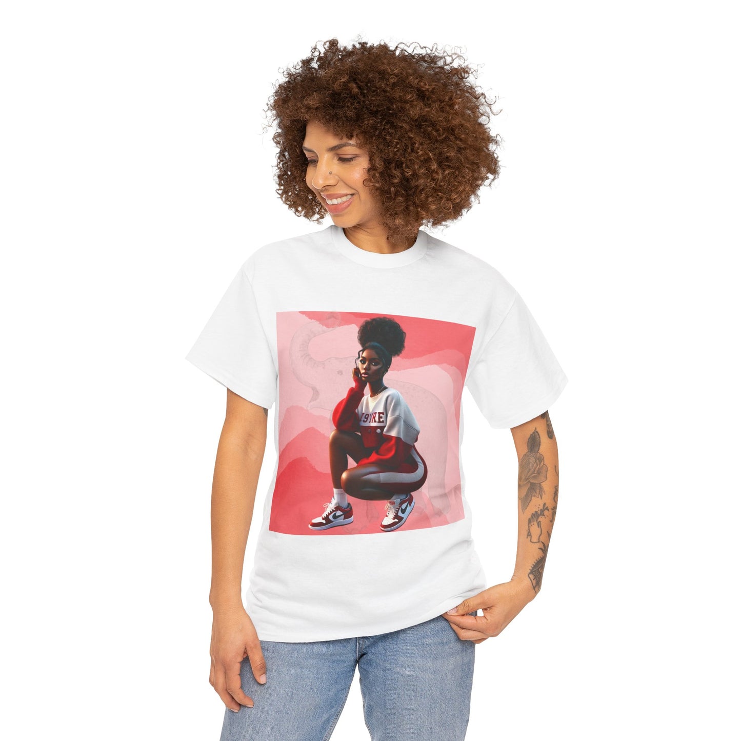 Red and White Sorority Girl Unisex Heavy Cotton Tee