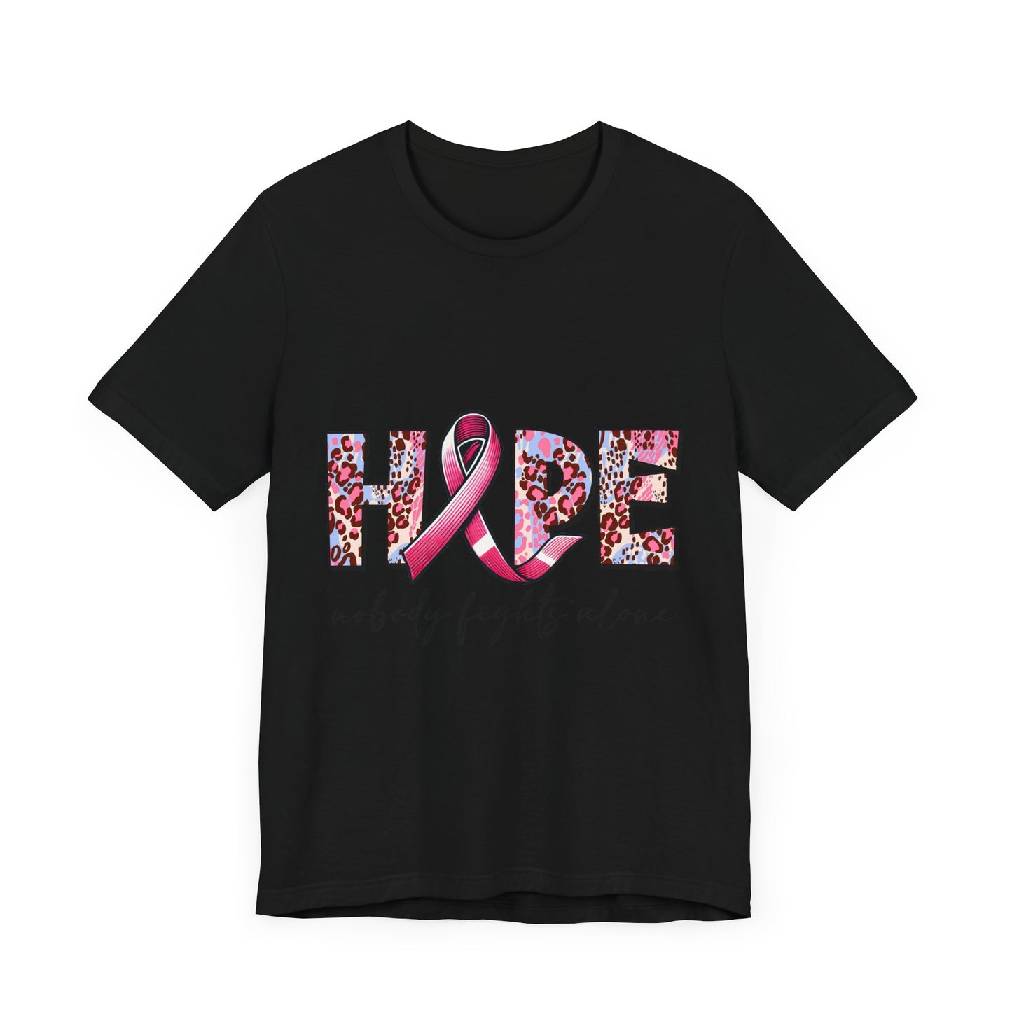 Nobody Fights Alone Breast Cancer Awareness Unisex Jersey Short Sleeve Tee