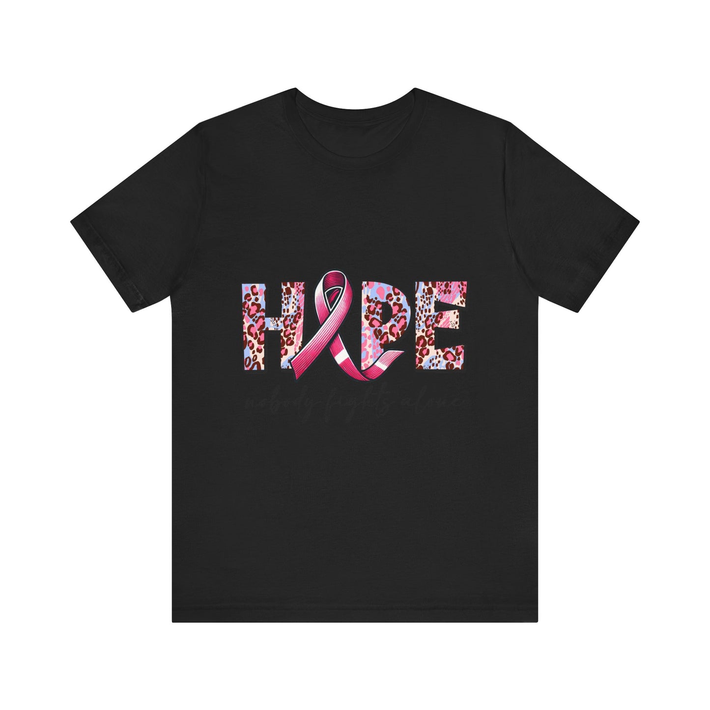 Nobody Fights Alone Breast Cancer Awareness Unisex Jersey Short Sleeve Tee