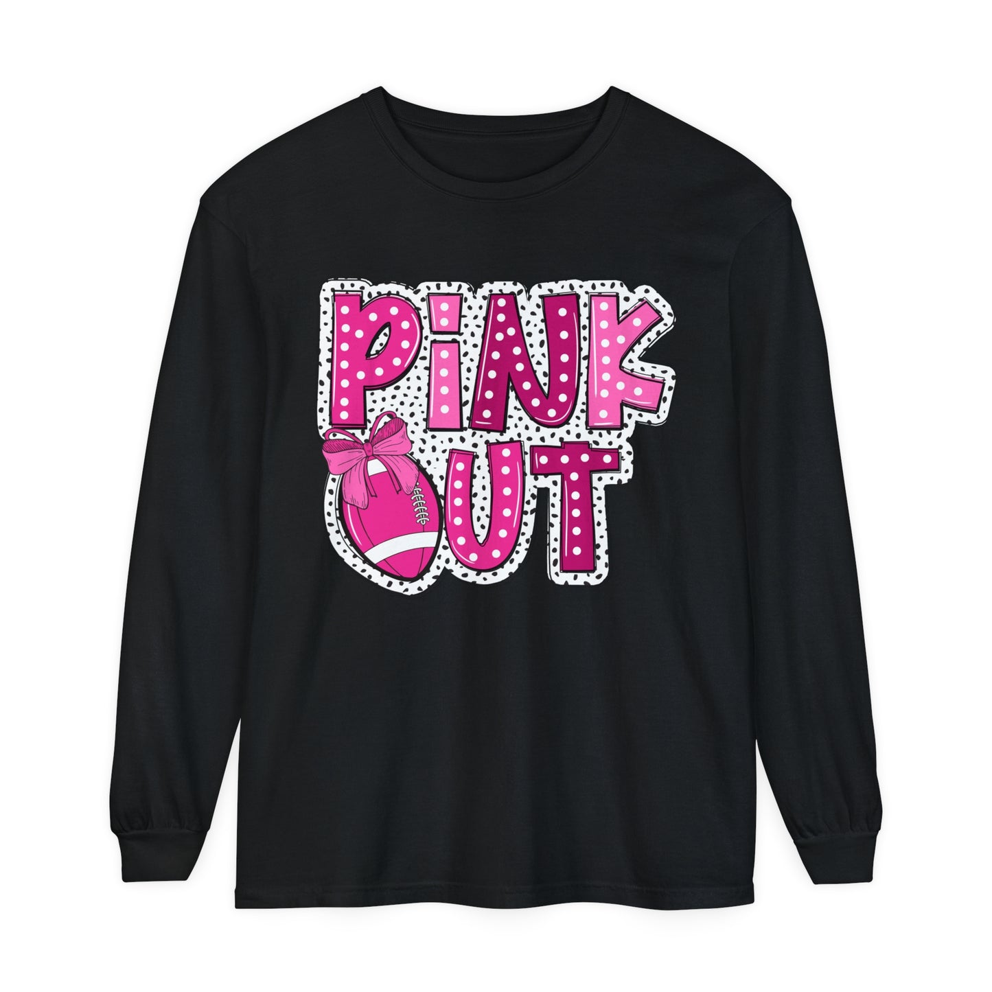 Pink Out Breast Cancer Awareness Shirt Unisex Garment-dyed Long Sleeve T-Shirt