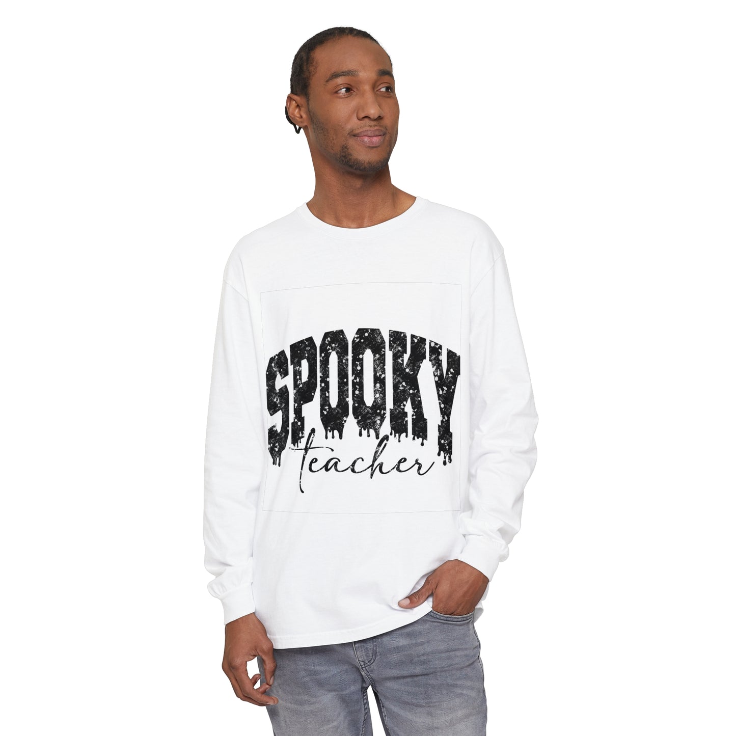 Spooky Teacher Unisex Garment-dyed Long Sleeve T-Shirt