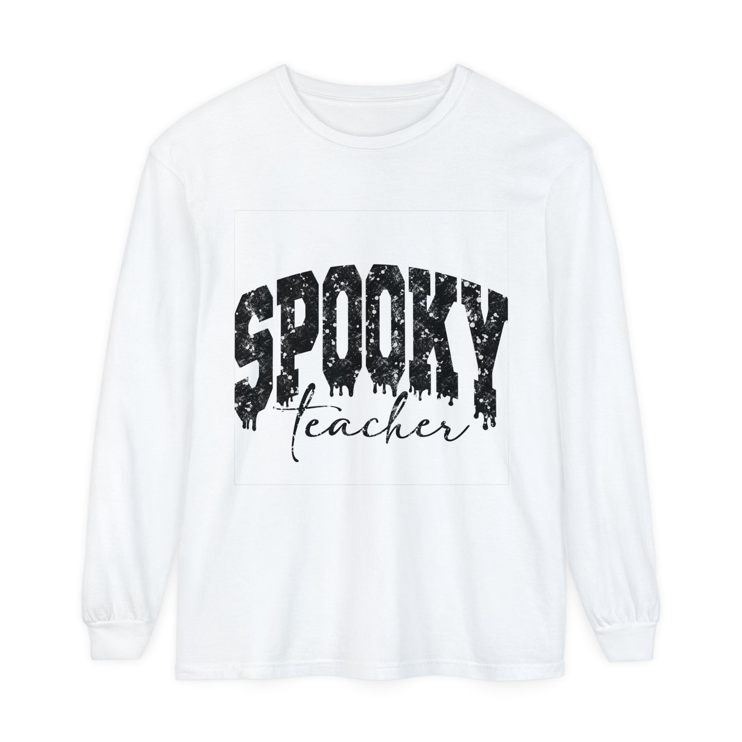 Spooky Teacher Unisex Garment-dyed Long Sleeve T-Shirt
