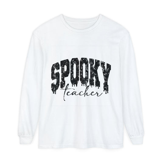 Spooky Teacher Unisex Garment-dyed Long Sleeve T-Shirt
