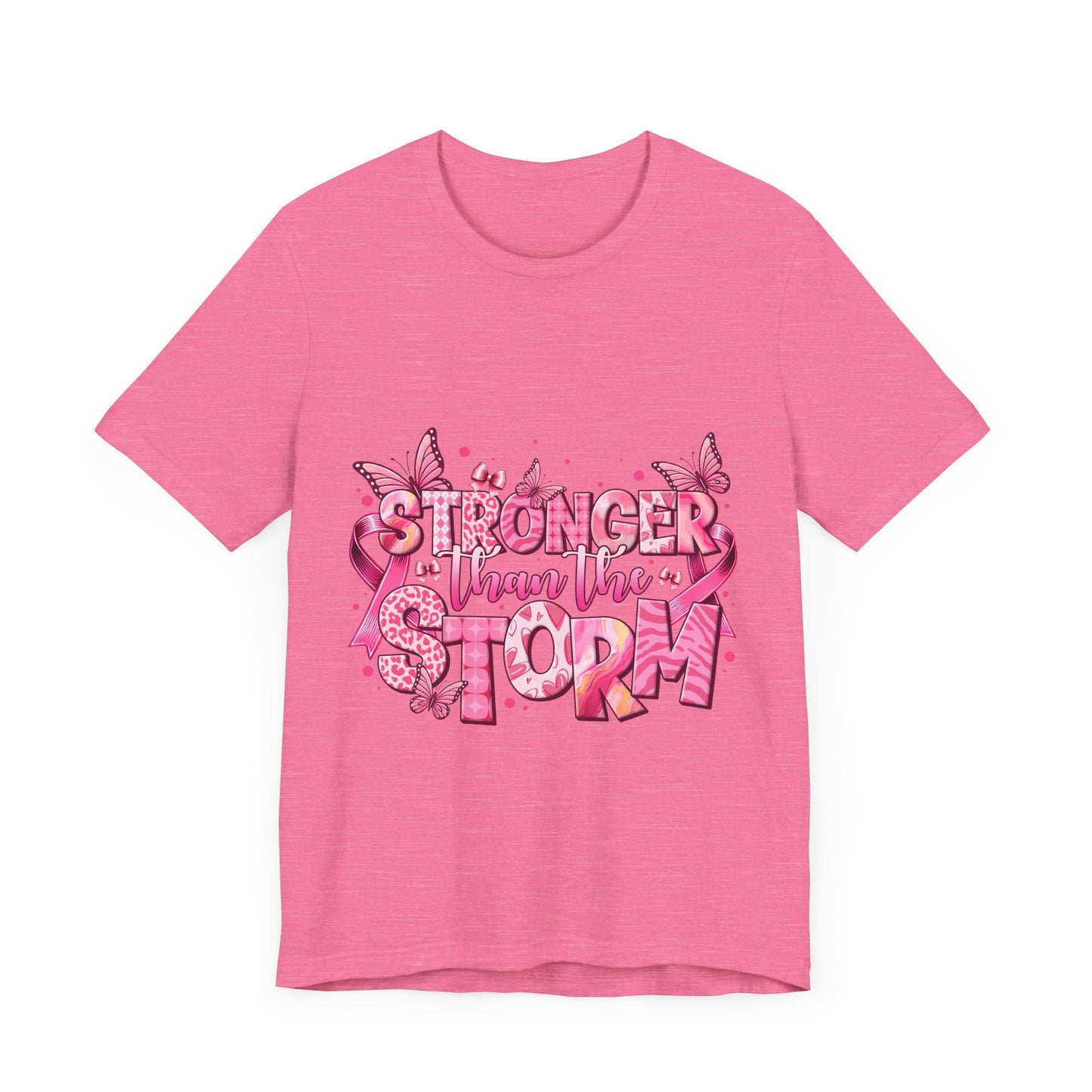 Stronger than the Storm Breast Cancer Awareness Unisex Jersey Short Sleeve Tee