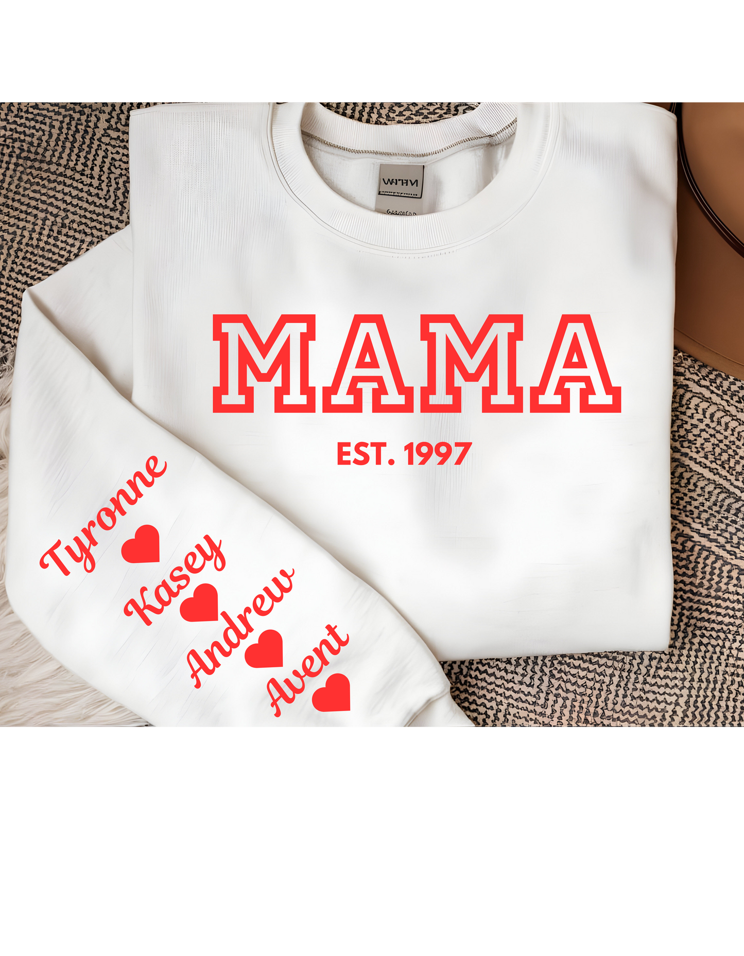 Custom Mama Sweatshirt with Children's Names on the Sleeves