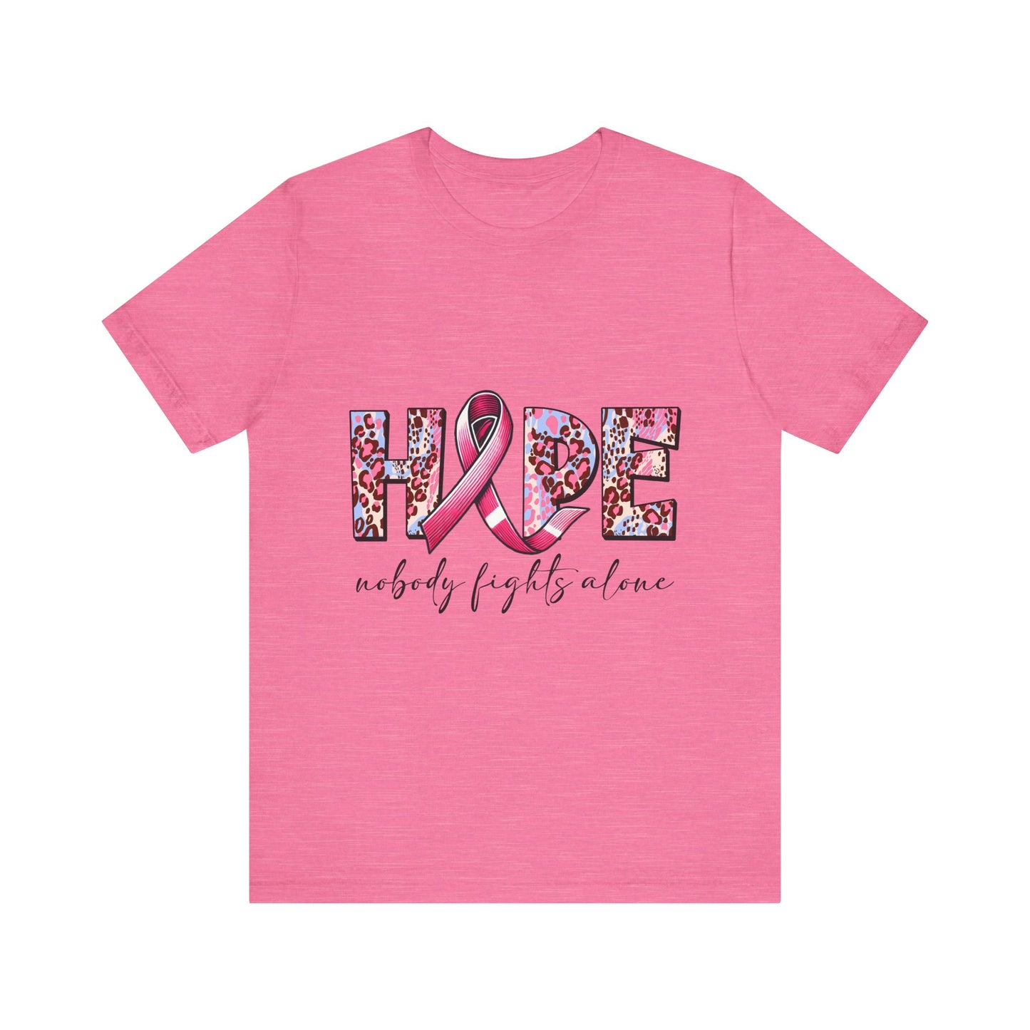 Nobody Fights Alone Breast Cancer Awareness Unisex Jersey Short Sleeve Tee