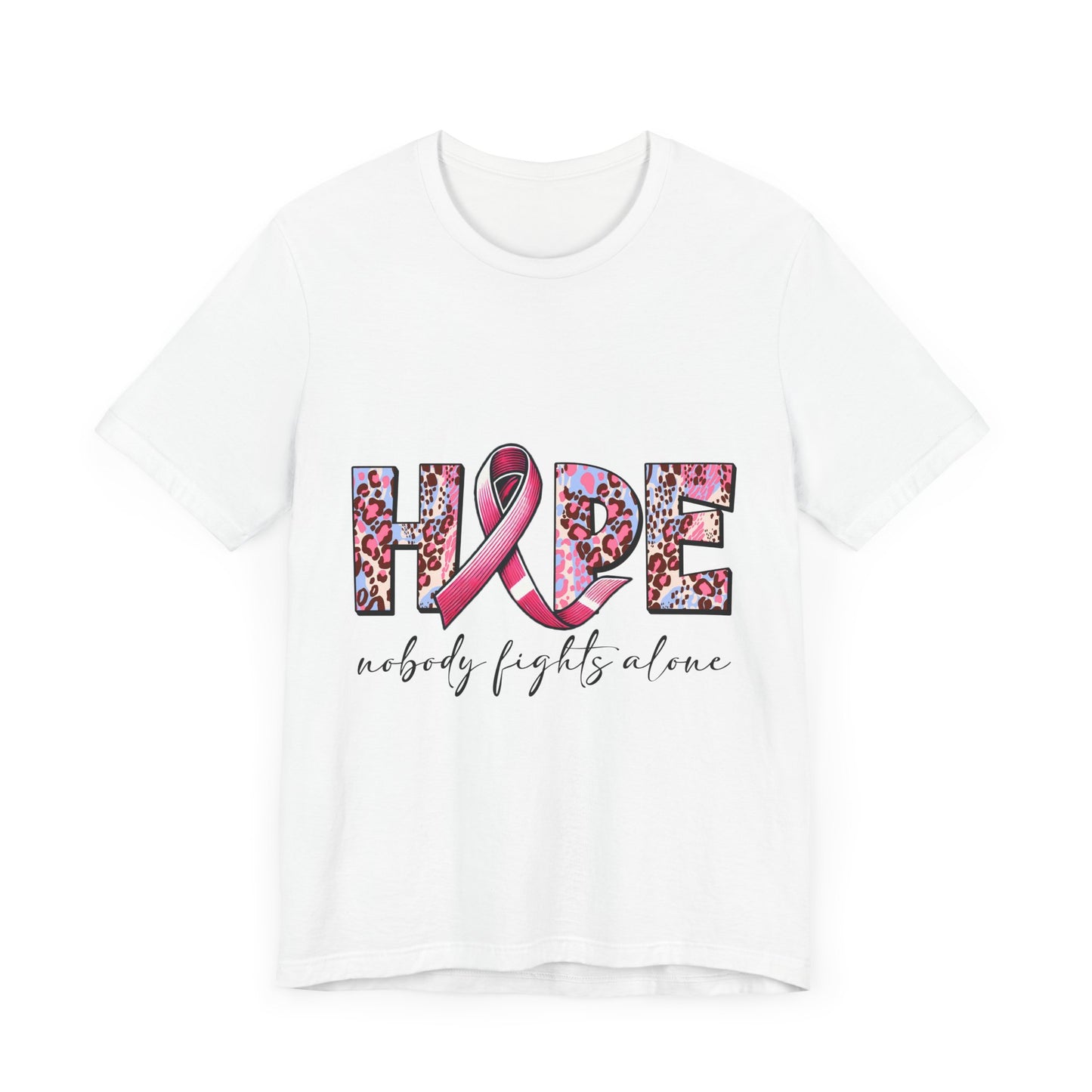 Nobody Fights Alone Breast Cancer Awareness Unisex Jersey Short Sleeve Tee