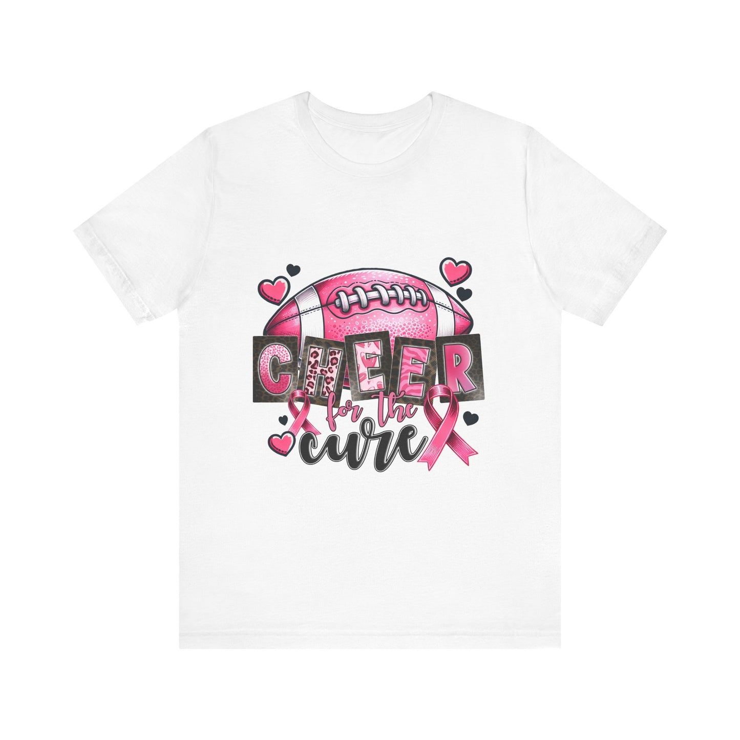Cheer for A Cure Breast Cancer Awareness Unisex Jersey Short Sleeve Tee