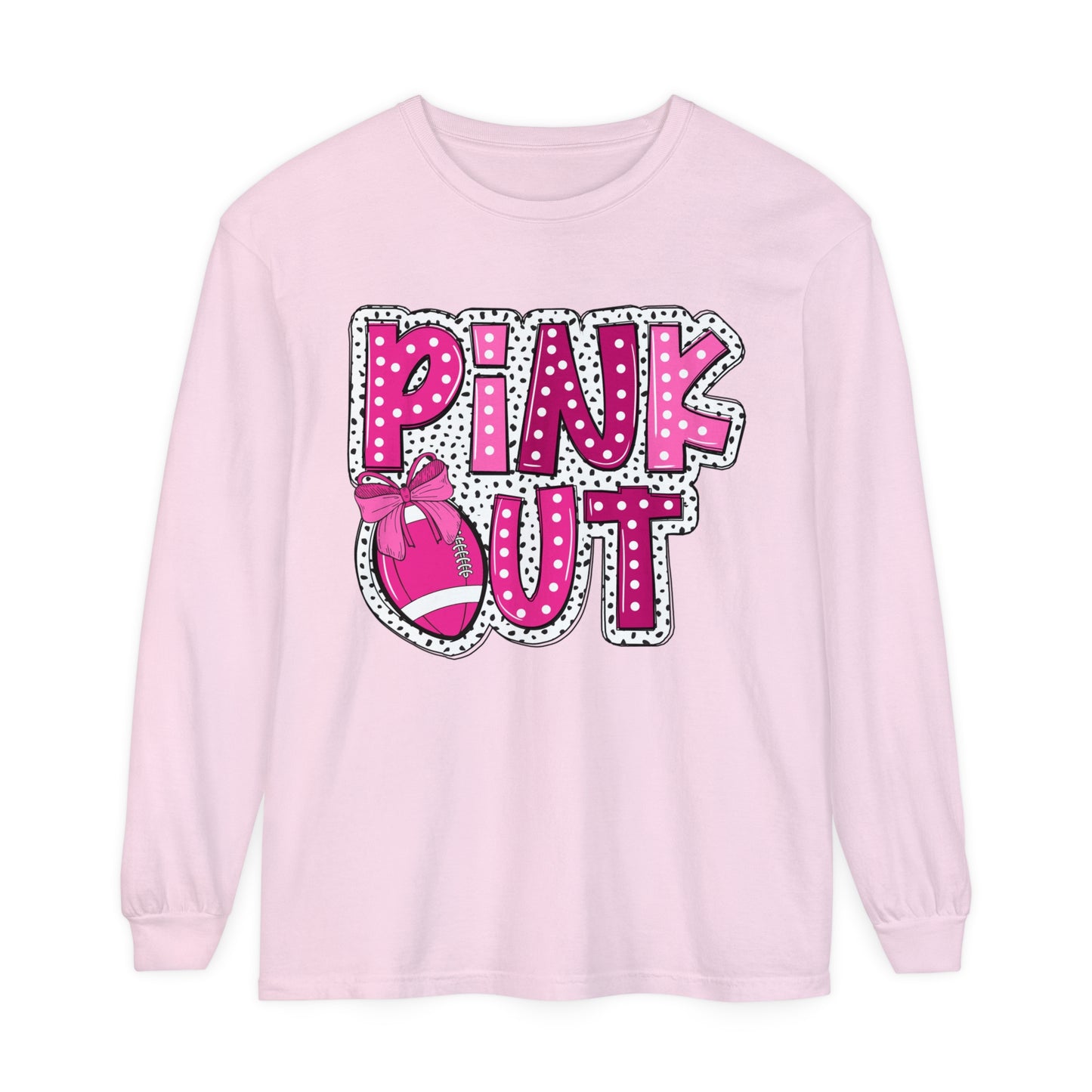 Pink Out Breast Cancer Awareness Shirt Unisex Garment-dyed Long Sleeve T-Shirt