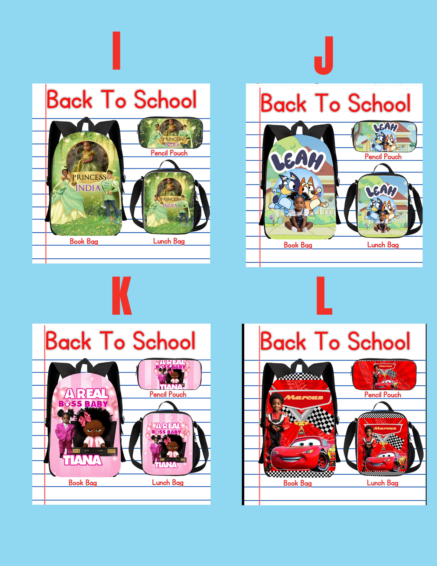 Personalized 3-Piece Back-to-School Backpack Sets – Custom Name & Photo Options!
