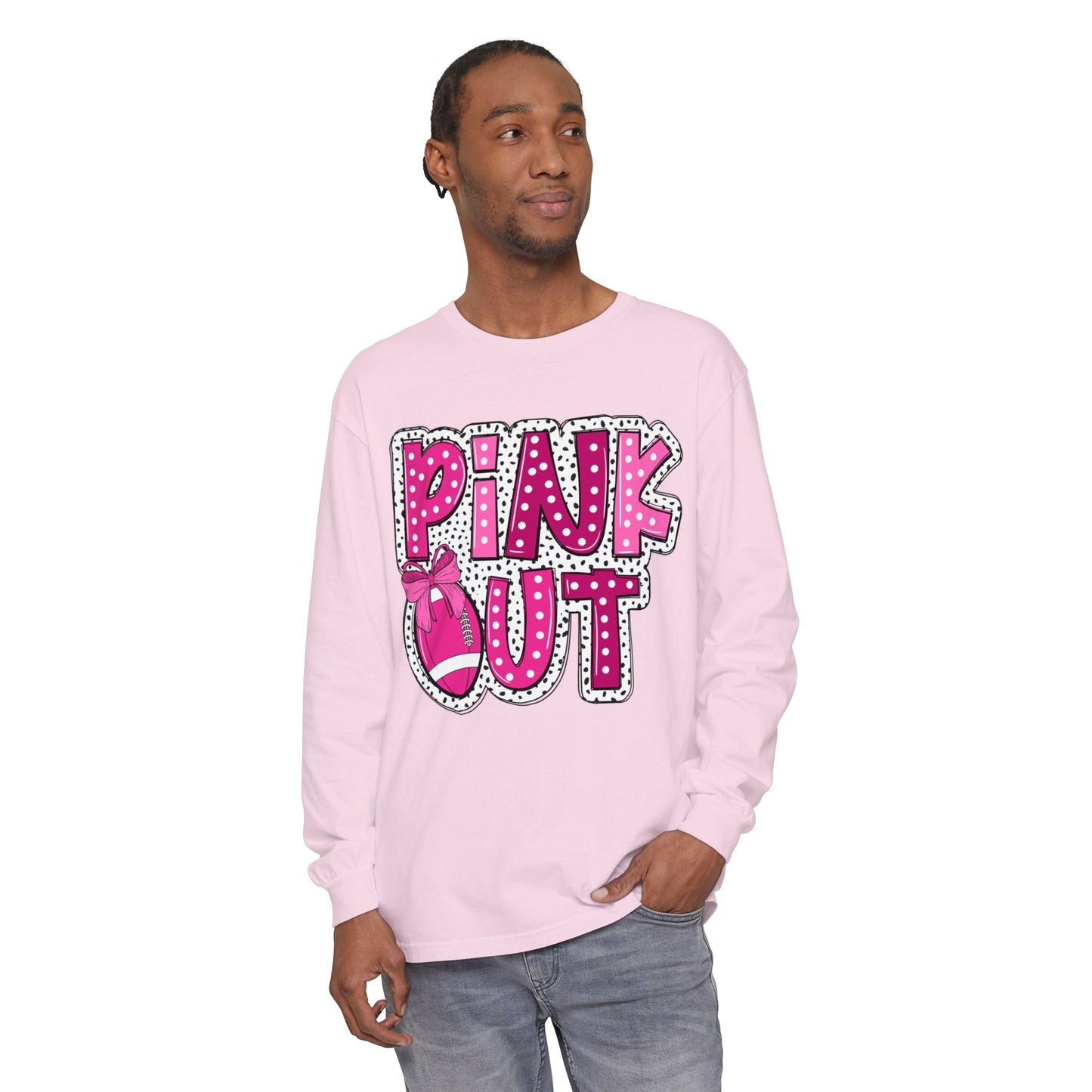 Pink Out Breast Cancer Awareness Shirt Unisex Garment-dyed Long Sleeve T-Shirt
