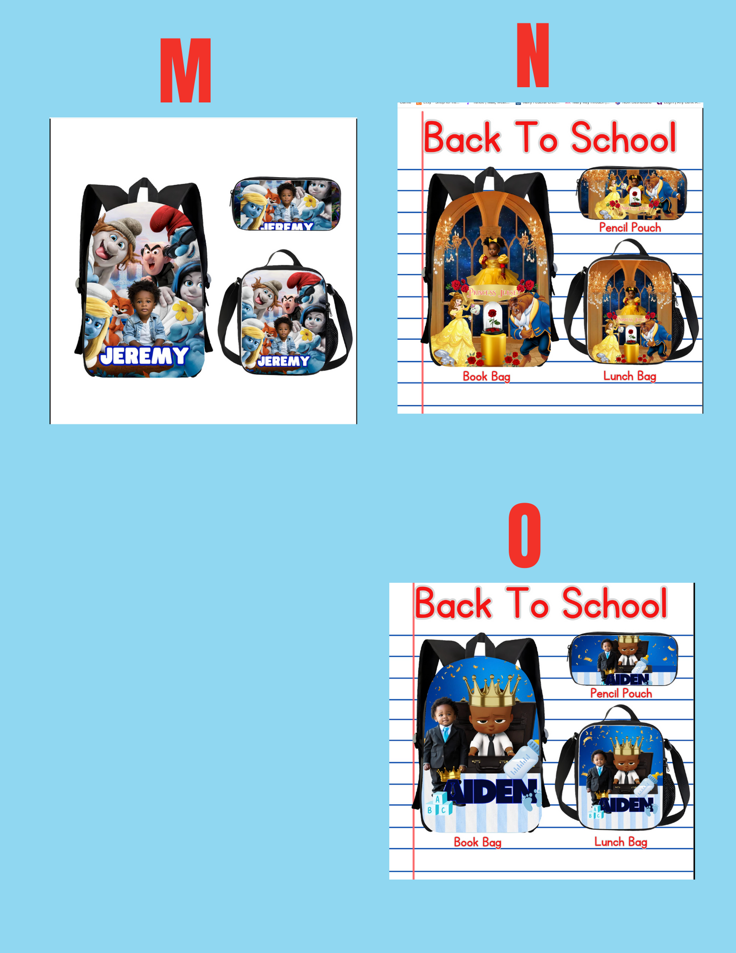 Personalized 3-Piece Back-to-School Backpack Sets – Custom Name & Photo Options!