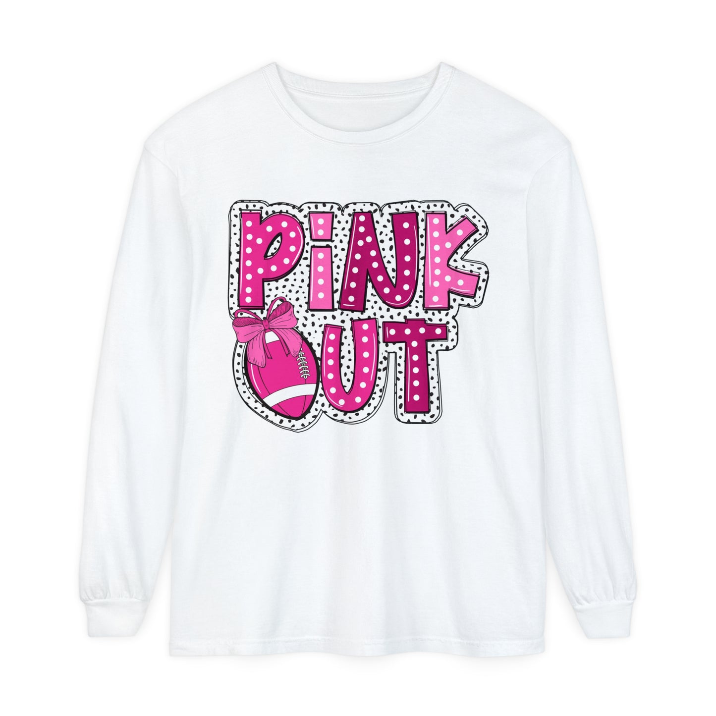 Pink Out Breast Cancer Awareness Shirt Unisex Garment-dyed Long Sleeve T-Shirt