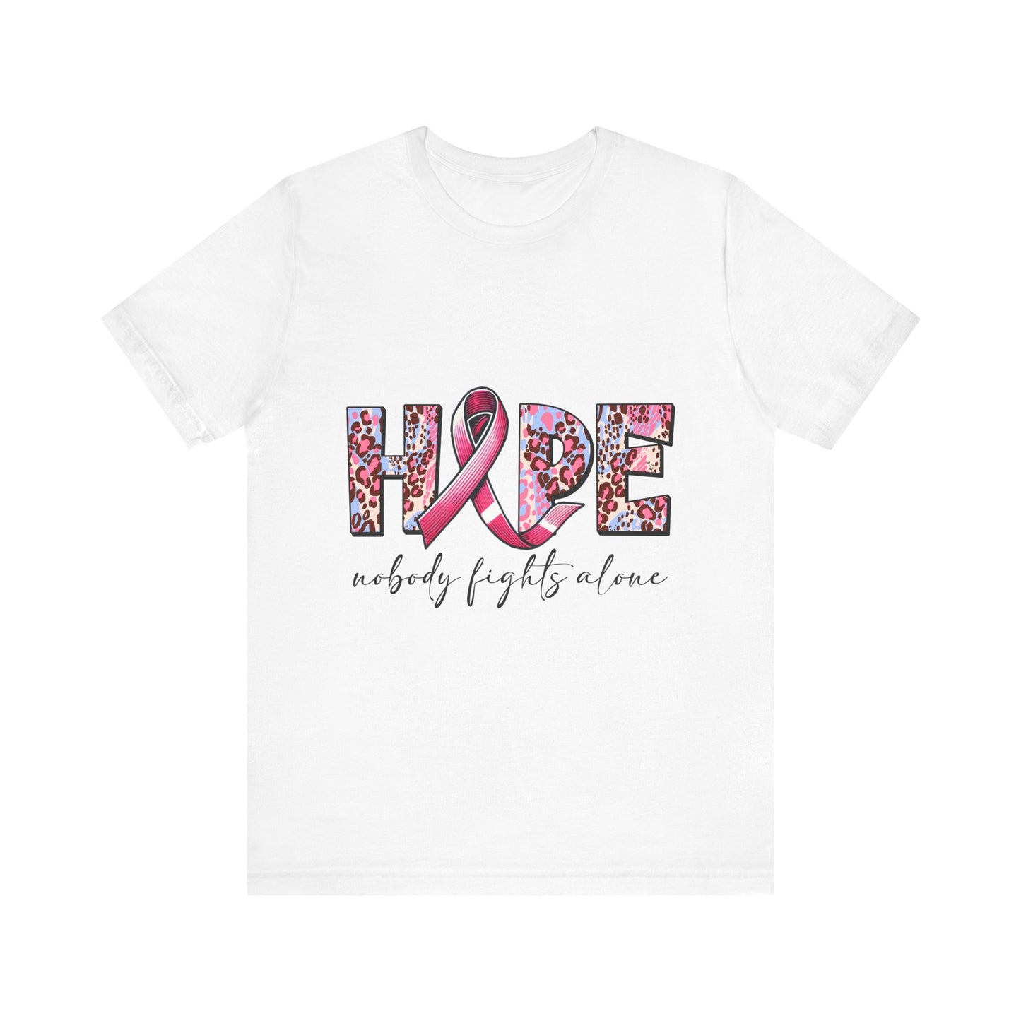 Nobody Fights Alone Breast Cancer Awareness Unisex Jersey Short Sleeve Tee