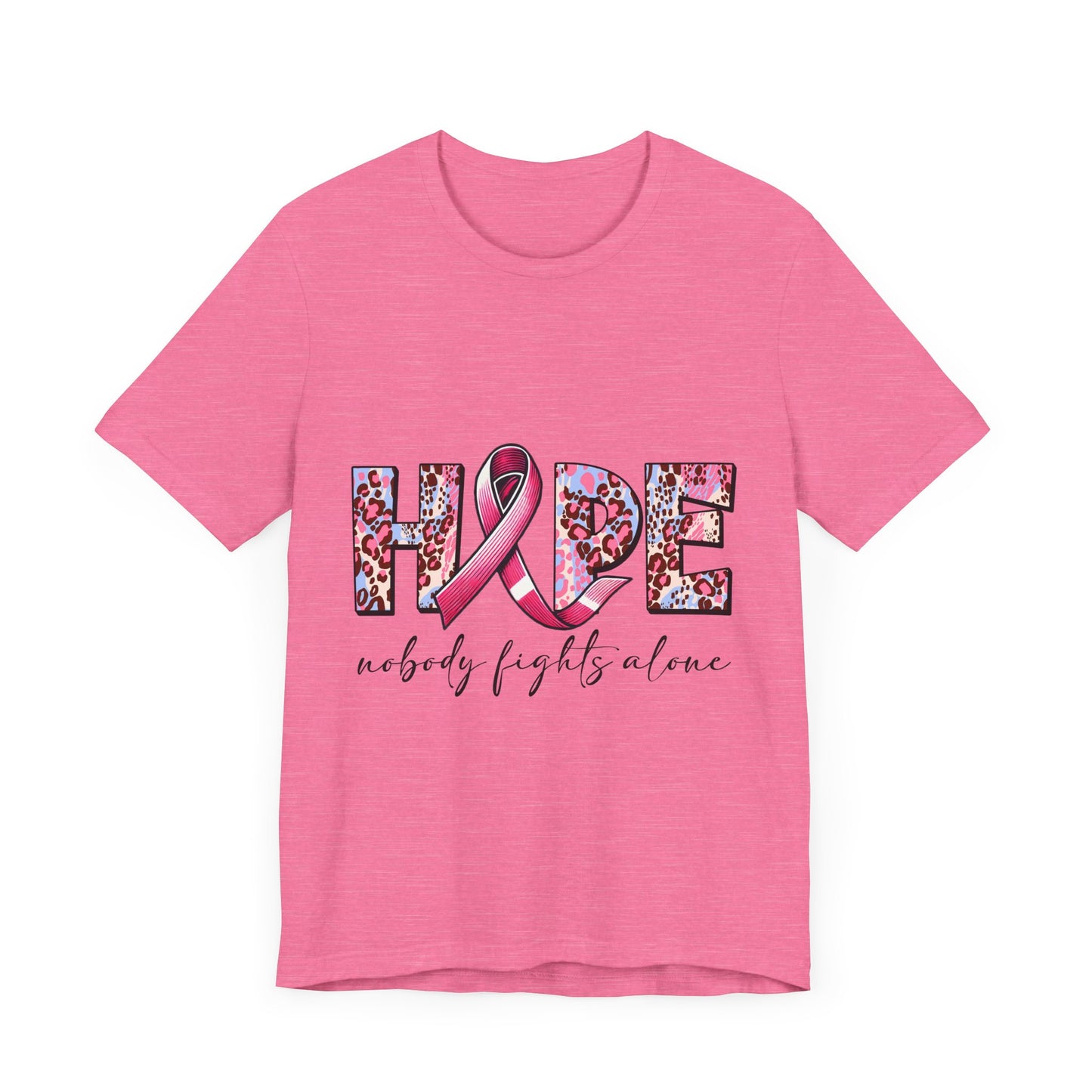 Nobody Fights Alone Breast Cancer Awareness Unisex Jersey Short Sleeve Tee