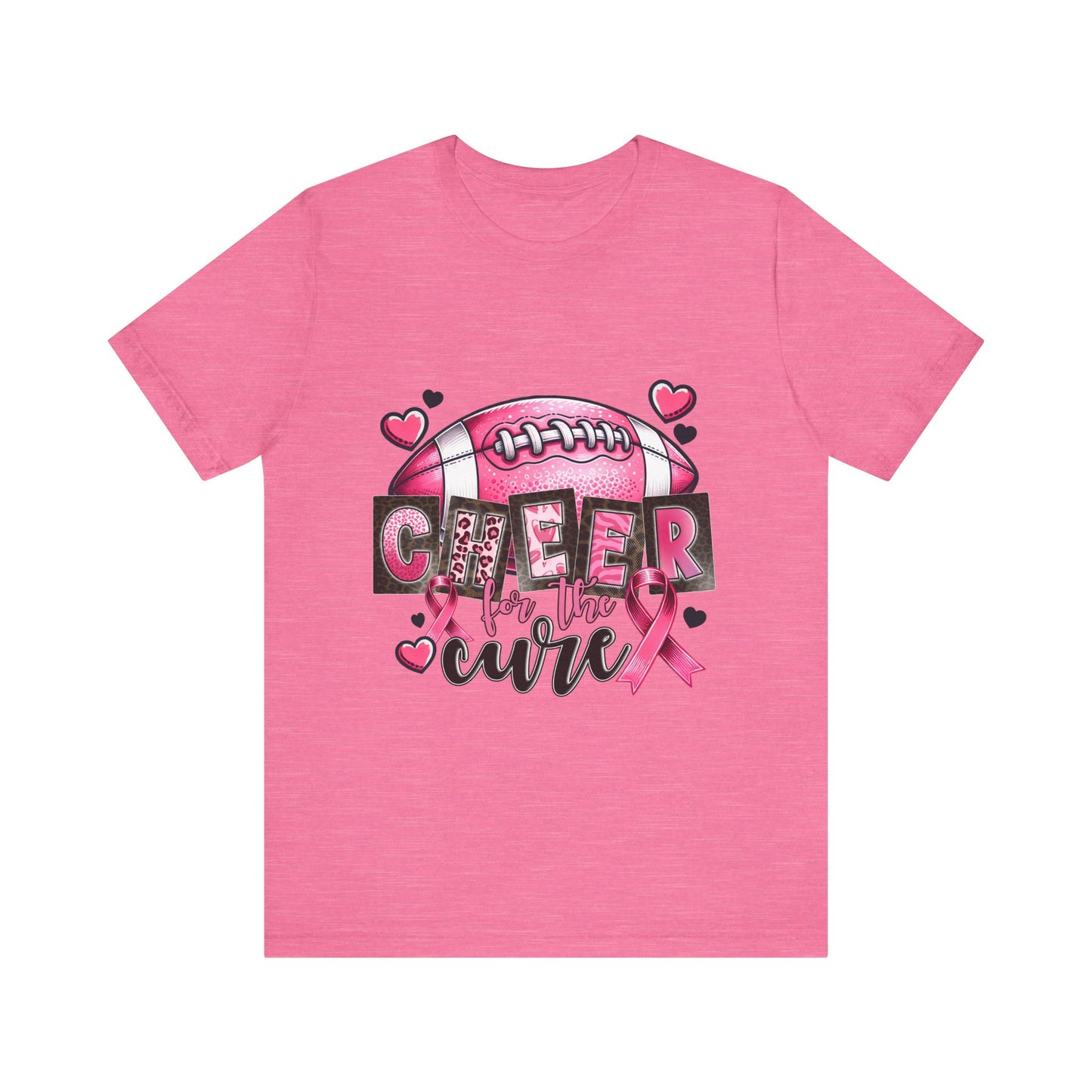 Cheer for A Cure Breast Cancer Awareness Unisex Jersey Short Sleeve Tee