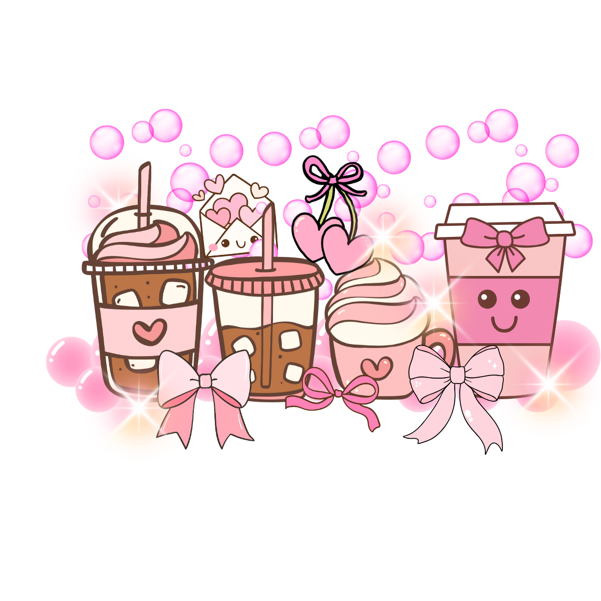 Pink Coffee Cups PNG – Cute Café Aesthetic Clipart ☕💗