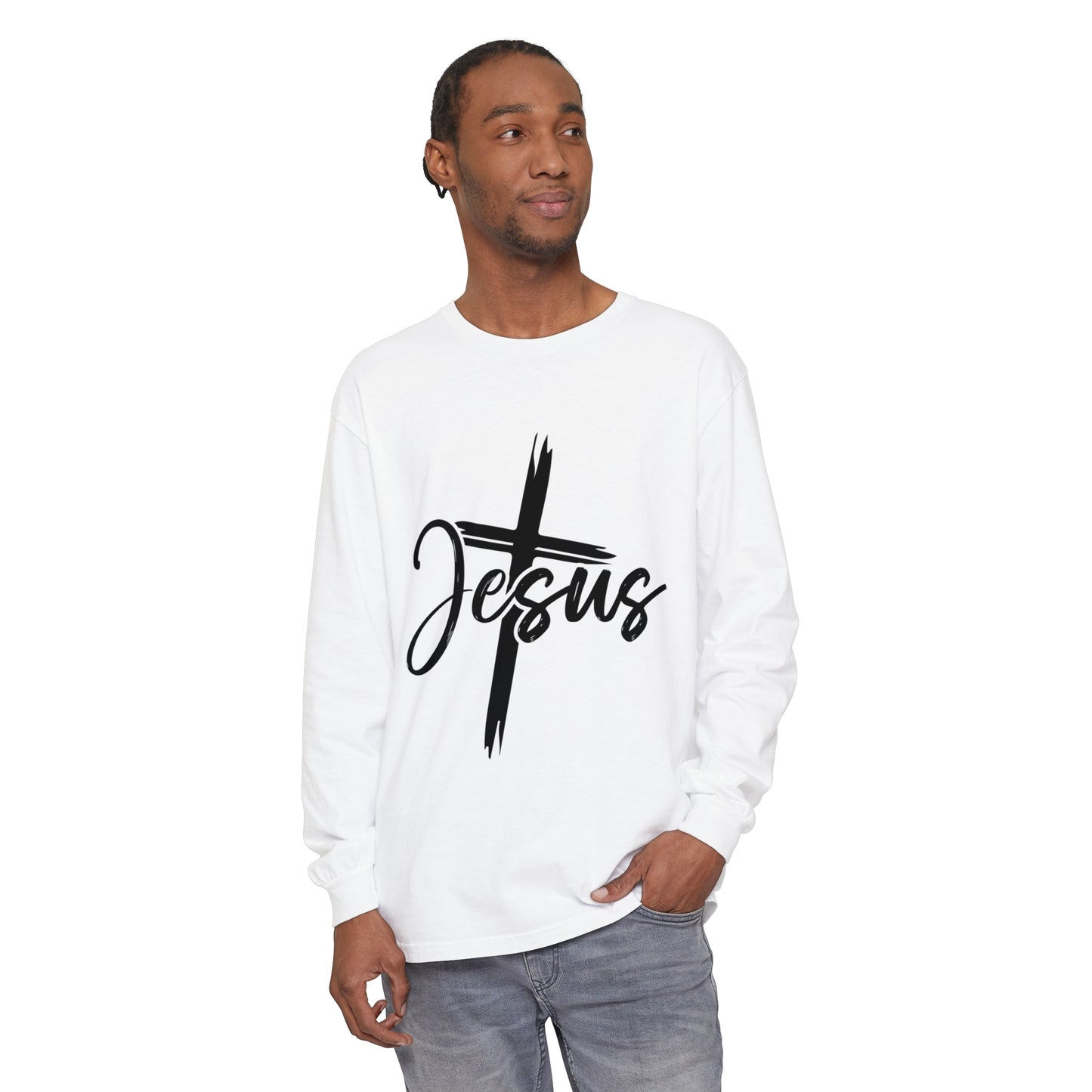 Jesus Christian Shirt Unisex Garment-dyed Long Sleeve T-Shirt