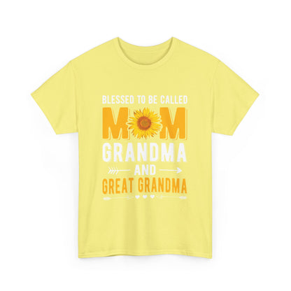 Blessed to Be Called Mom Grandma and Great Grandma Unisex Heavy Cotton Tee