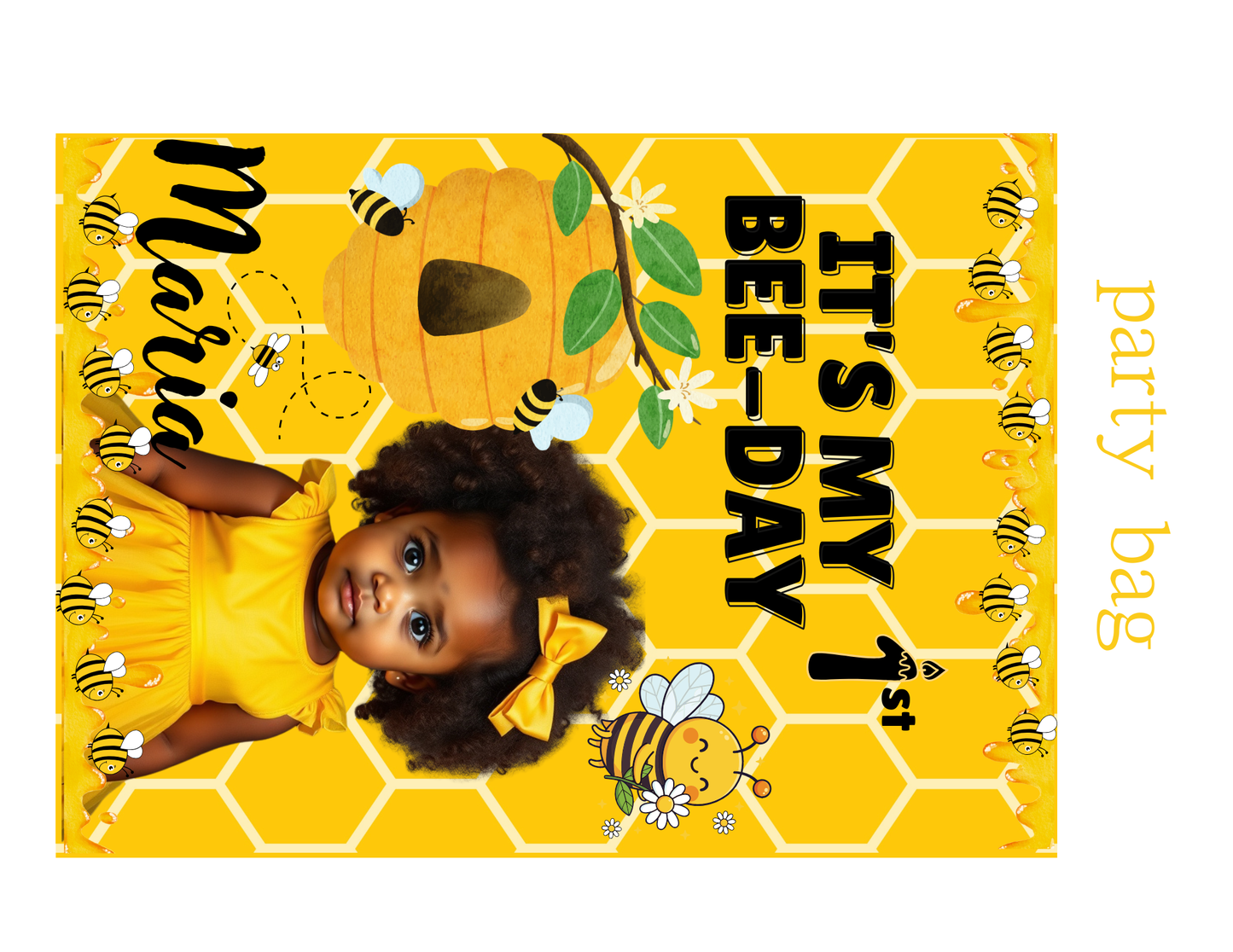 It’s My 1st Bee-Day Editable Party Favor Set | Birthday Canva Template | Honey Bee Theme