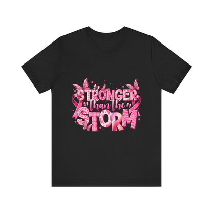 Stronger than the Storm Breast Cancer Awareness Unisex Jersey Short Sleeve Tee