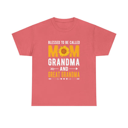 Blessed to Be Called Mom Grandma and Great Grandma Unisex Heavy Cotton Tee