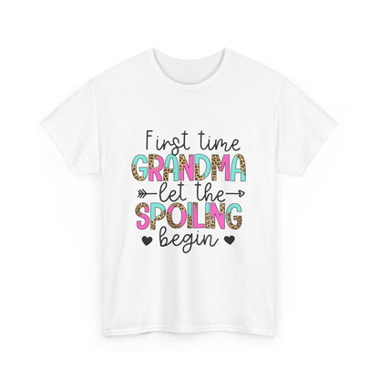 First Time Grandma Let the Spoiling Begin Unisex Heavy Cotton Tee