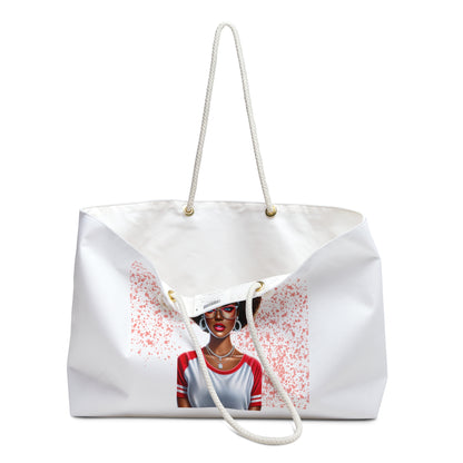 Girl with Afro Delta Sigma Theta Inspired Weekender Bag