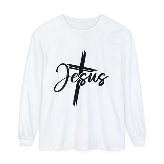 Jesus Christian Shirt Unisex Garment-dyed Long Sleeve T-Shirt