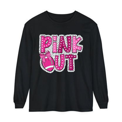 Pink Out Breast Cancer Awareness Shirt  Unisex Garment-dyed Long Sleeve T-Shirt