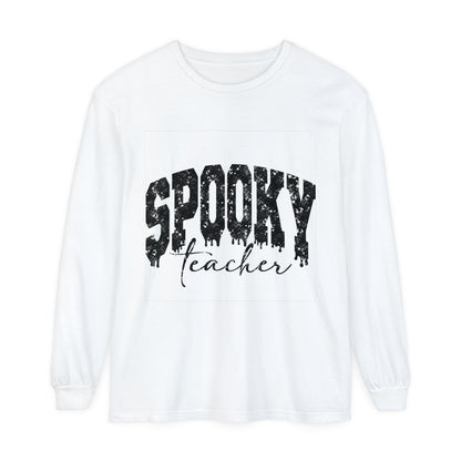 Spooky Teacher Unisex Garment-dyed Long Sleeve T-Shirt