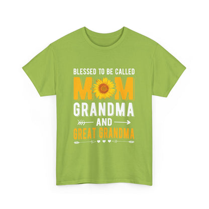 Blessed to Be Called Mom Grandma and Great Grandma Unisex Heavy Cotton Tee