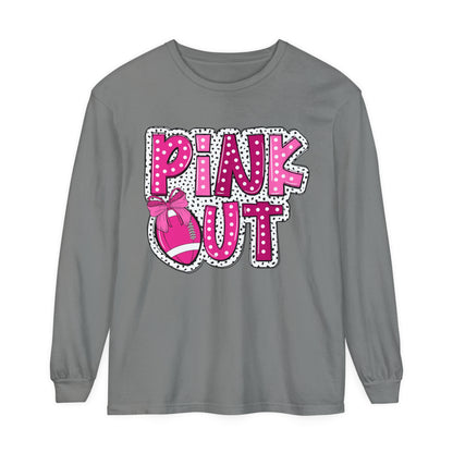 Pink Out Breast Cancer Awareness Shirt  Unisex Garment-dyed Long Sleeve T-Shirt