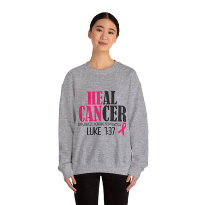 Heal Cancer Unisex Heavy Blend™ Crewneck Sweatshirt Breast cancer awareness