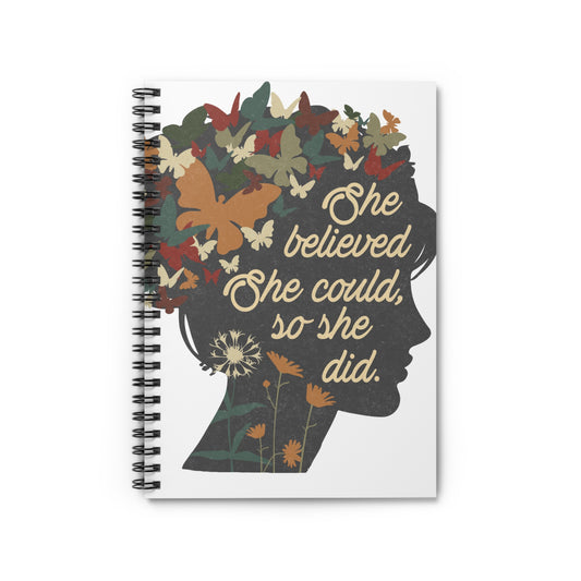 She Believed She Could So She Did Spiral Journal Notebook - Ruled Line Boss Girl Notebook