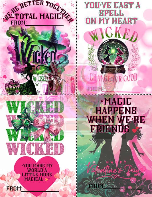Wicked Themed Valentine's Day Cards Digital Download Ready to Print
