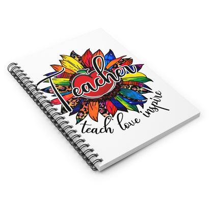 Teach Love Inspire Spiral Journal Notebook - Ruled Line Teacher Notebook Teacher Appreciation Back to School