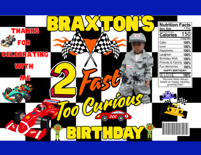 2 Fast Too Curious Birthday Party Favor Editable Templates