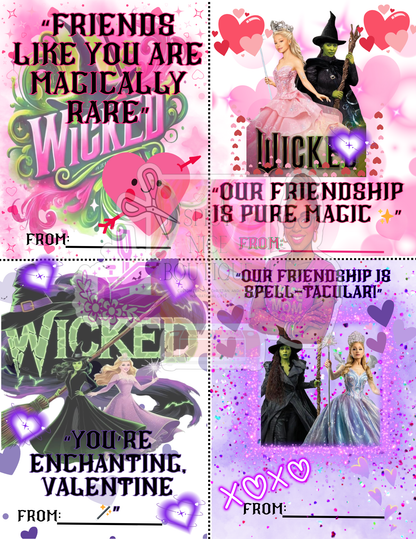 Wicked Themed Valentine's Day Cards Digital Download Ready to Print