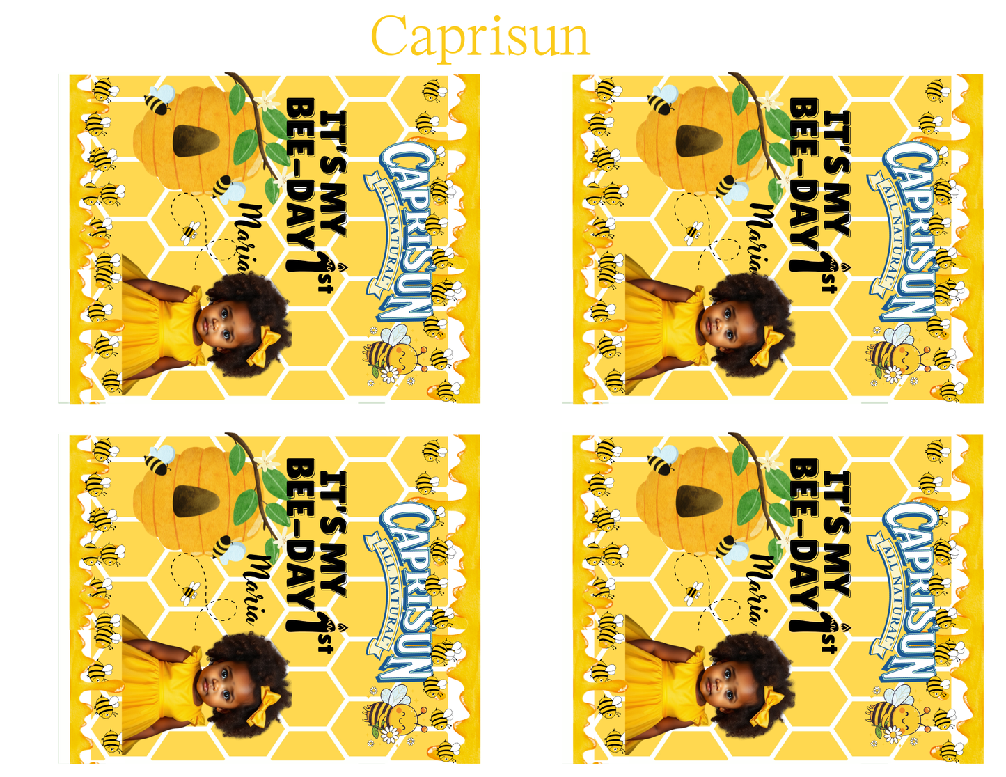 It’s My 1st Bee-Day Editable Party Favor Set | Birthday Canva Template | Honey Bee Theme