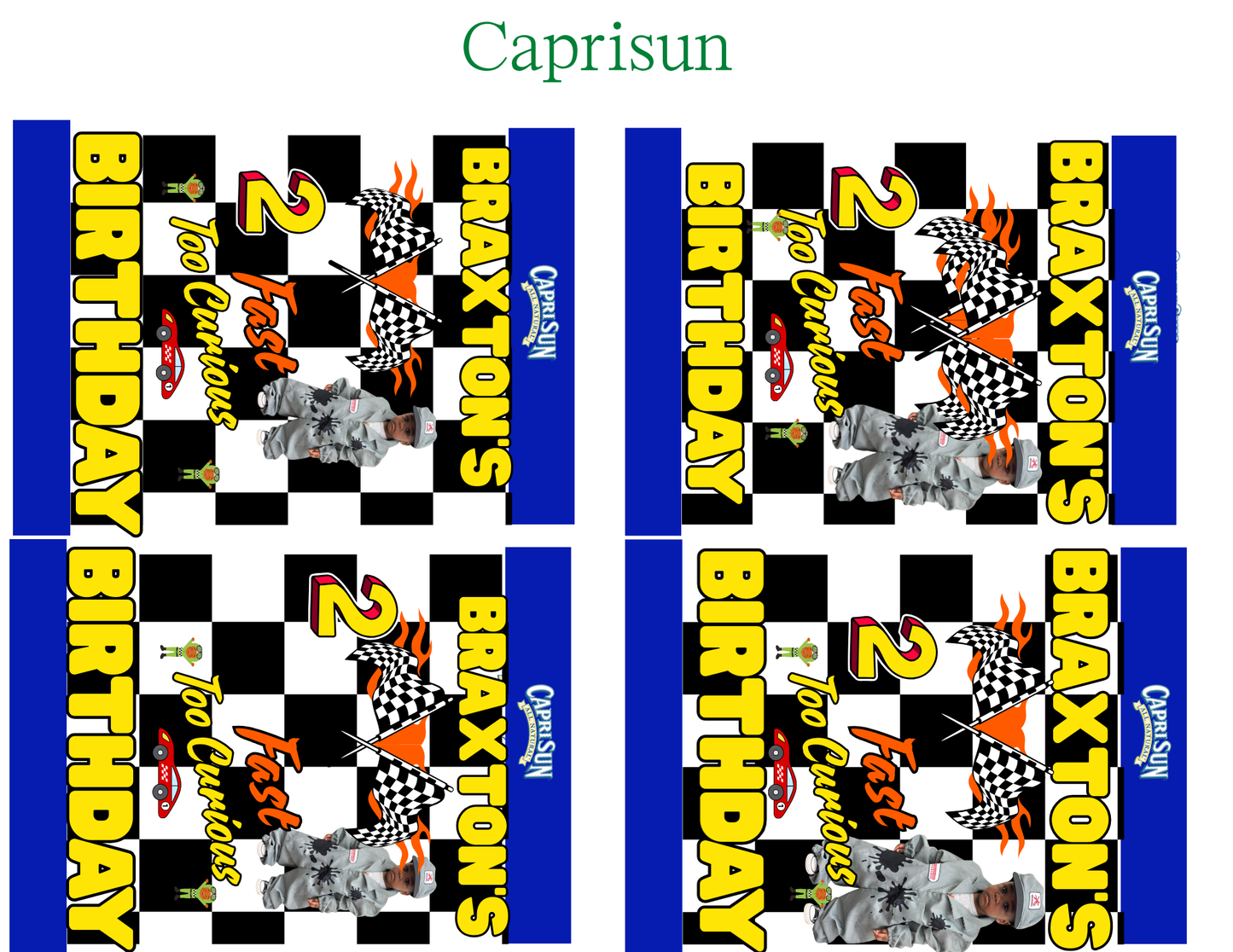 2 Fast Too Curious Birthday Party Favor Editable Templates