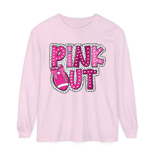 Pink Out Breast Cancer Awareness Shirt  Unisex Garment-dyed Long Sleeve T-Shirt