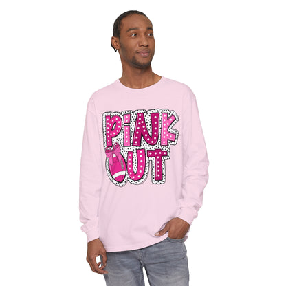 Pink Out Breast Cancer Awareness Shirt  Unisex Garment-dyed Long Sleeve T-Shirt