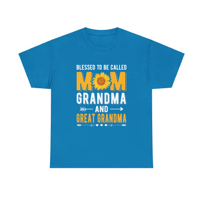 Blessed to Be Called Mom Grandma and Great Grandma Unisex Heavy Cotton Tee