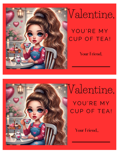 Editable Class Valentine's Day Cards Caucasian Images Digital File