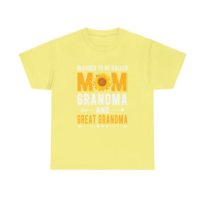 Blessed to Be Called Mom Grandma and Great Grandma Unisex Heavy Cotton Tee