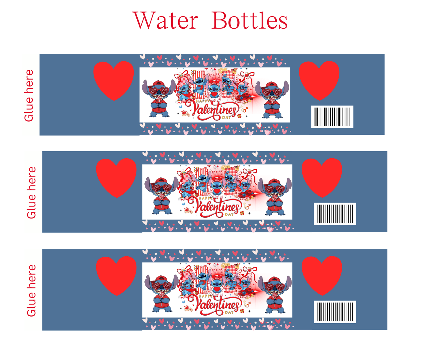 Stitch Valentine Party Favor Templates | Editable Printable Treat Wrappers, Favor Box & Bag Bundle