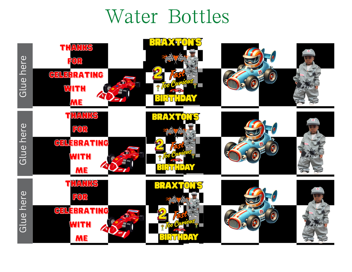 2 Fast Too Curious Birthday Party Favor Editable Templates