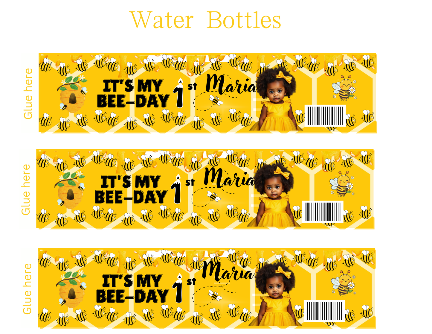 It’s My 1st Bee-Day Editable Party Favor Set | Birthday Canva Template | Honey Bee Theme