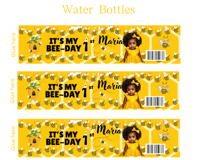 It’s My 1st Bee-Day Editable Party Favor Set | Birthday Canva Template | Honey Bee Theme